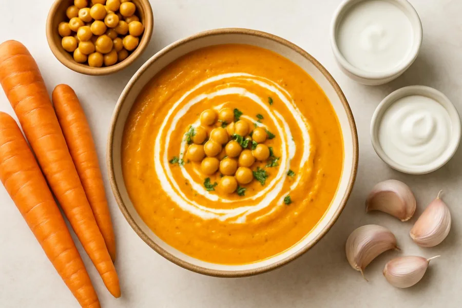 Spiced Carrot, Chickpea & Coconut Soup